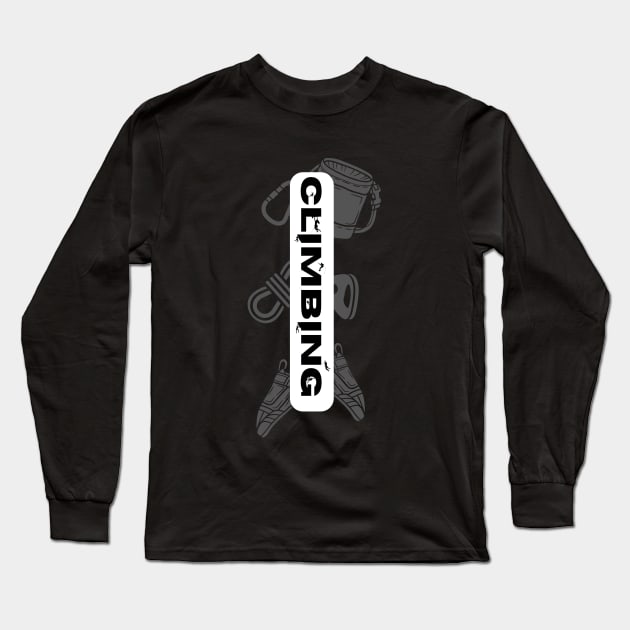 climbing with rock climbing equipment white Long Sleeve T-Shirt by lmdesignco